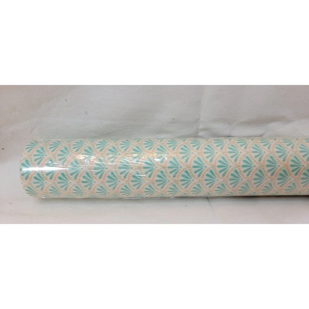 Rubbermaid Smooth N Easy Shelf Drawer Liner 12in x 3.33yd Teal Peach Fan Pattern